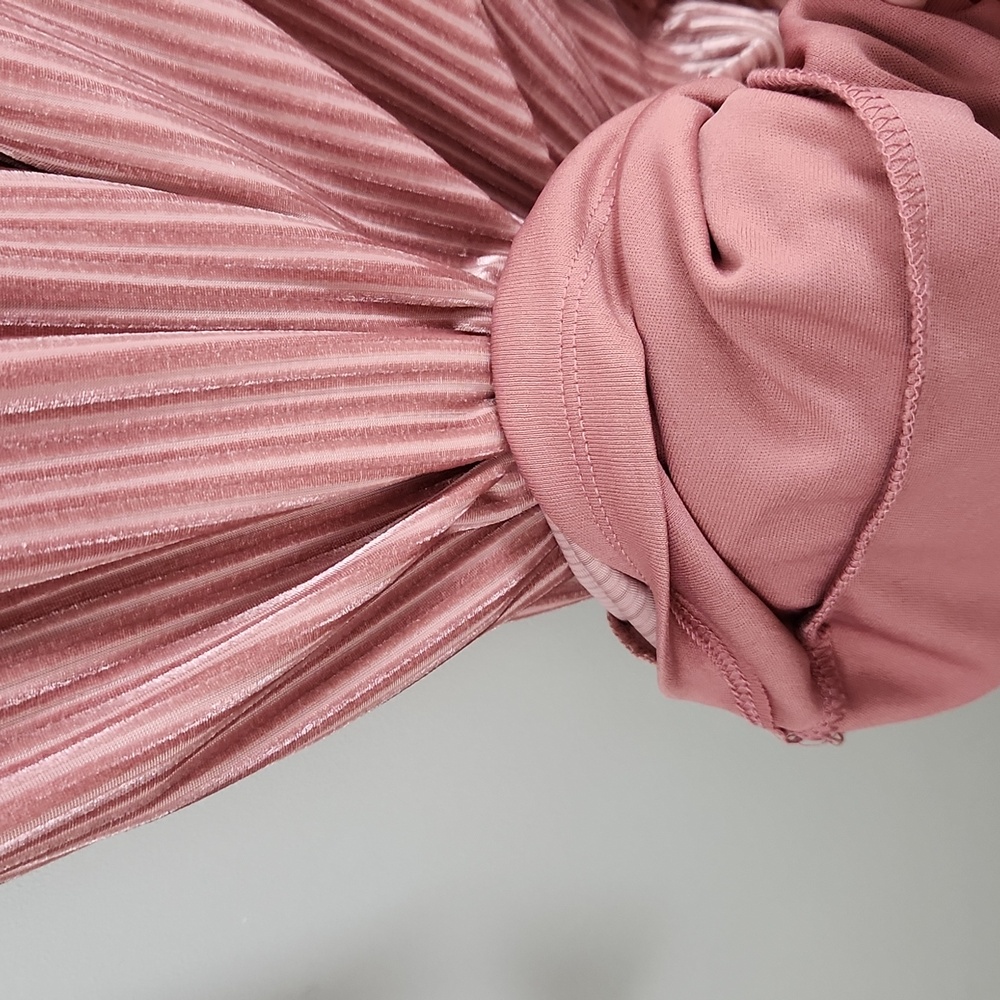 Dynamite Pink Ribbed Velvet Midi Dress – Long Sleeve Bodycon - Picture 9 of 15